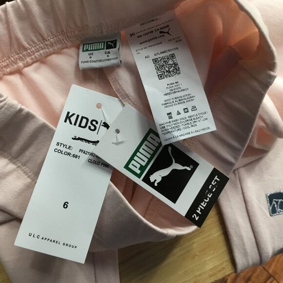 Puma Girl's Logo Leggings Cloud Pink 6 - Picture 3 of 3